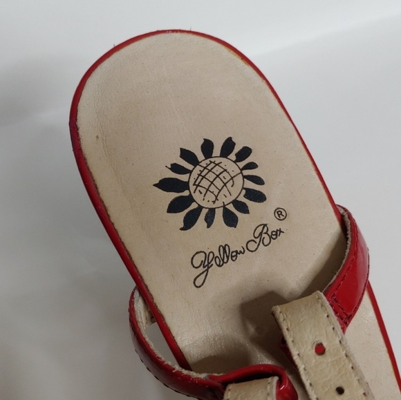 Yellow Box Laurie Bright Cherry Red Faux Leather Straps Cork Heels Size 8.5 - Picture 11 of 15